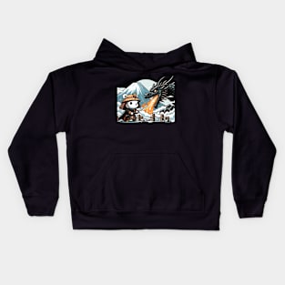 Samurai Bear Fighting a Dragon Kids Hoodie